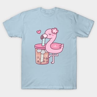 Cute Flamingo Loves Bubble Tea T-Shirt